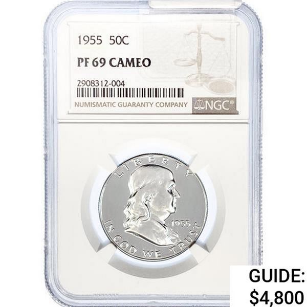 1955 Franklin Half Dollar NGC PF69 Cameo