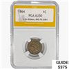 Image 1 : 1864 Indian Head Cent PGA AU50 L On Ribbon RPD FS-