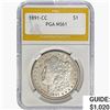 Image 1 : 1891-CC Morgan Silver Dollar PGA MS61