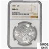 Image 1 : 1881-S Morgan Silver Dollar NGC MS65