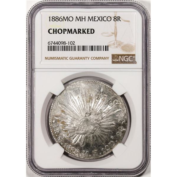 1886MO MH Mexico 8 Reales Silver Coin NGC Chopmarked