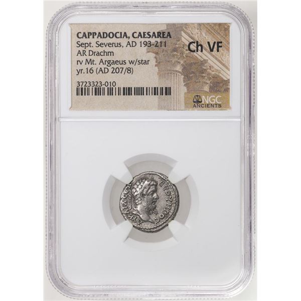 Cappadocia, Caesarea 193-211 AD Sept. Severus AR Drachm Ancient Coin NGC Ch VF
