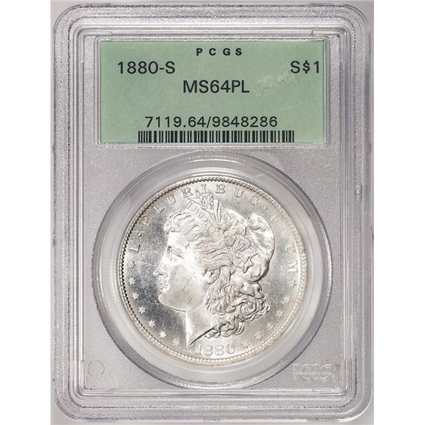 1880-S $1 Morgan Silver Dollar Coin PCGS MS64PL Old Green Label