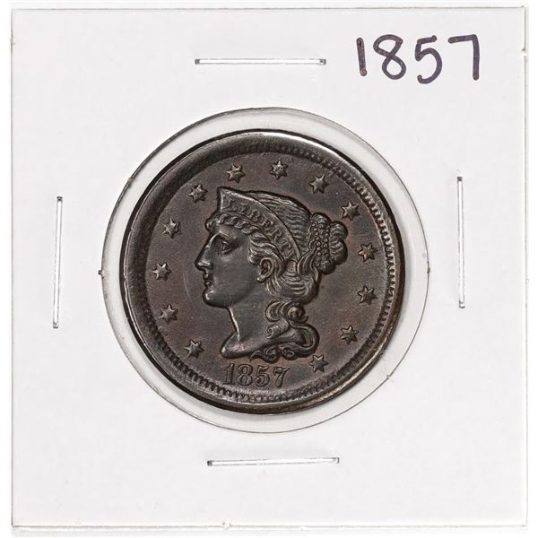 1857 Braided Hair Large Cent Coin