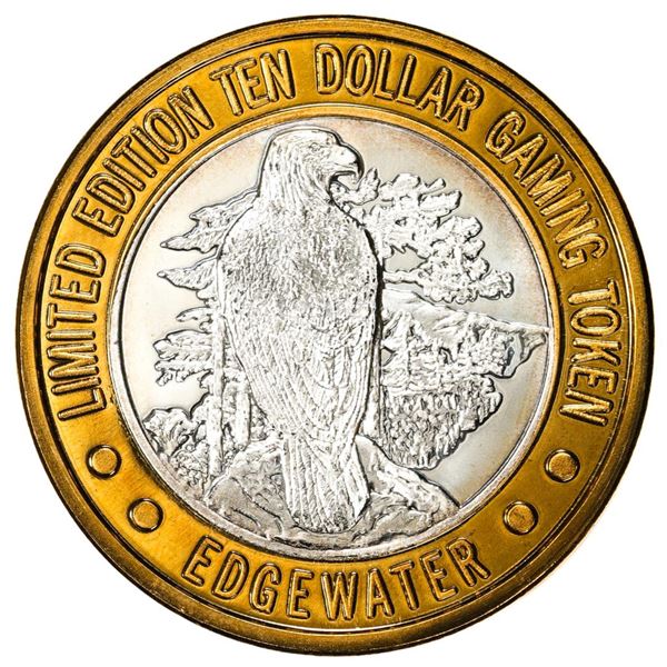 .999 Fine Silver Edgewater Laughlin, Nevada $10 Limited Edition Gaming Token