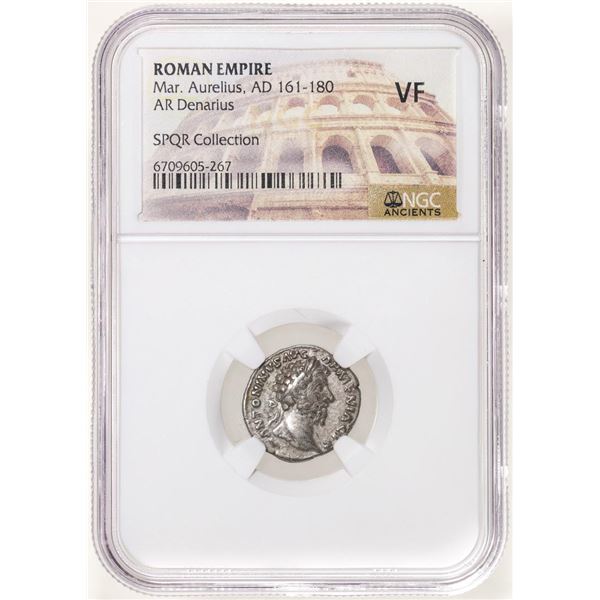 Roman Empire 161-180 AD Marcus Aurelius AR Denarius Ancient Coin NGC VF