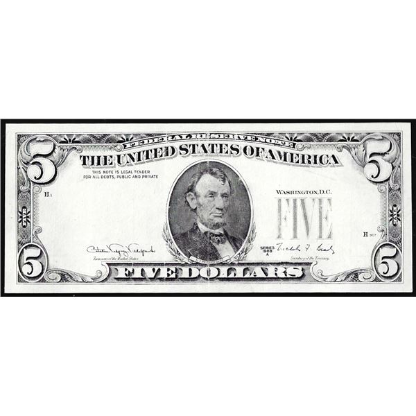 1988A $5 Federal Reserve Note Missing Third Printing Error