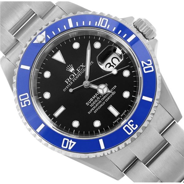 Rolex Mens Stainless Steel Submariner Wristwatch With Rolex Box