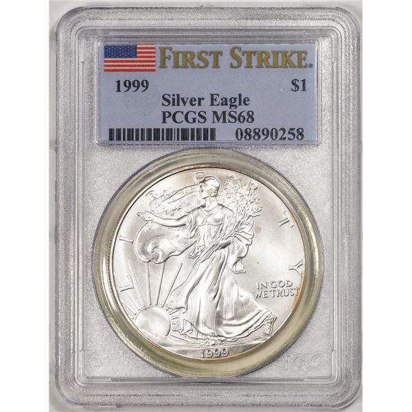 1999 $1 American Silver Eagle Coin PCGS MS68 First Strike