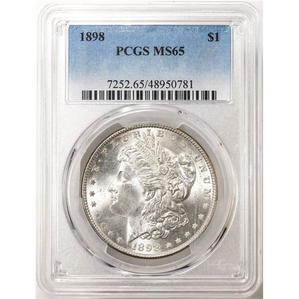 1898 $1 Morgan Silver Dollar Coin PCGS MS65