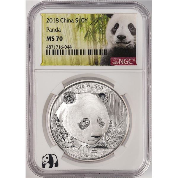 2018 China 10 Yuan Silver Panda Coin NGC MS70