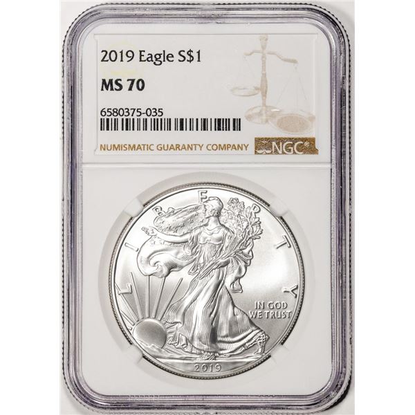 2019 $1 American Silver Eagle Coin NGC MS70