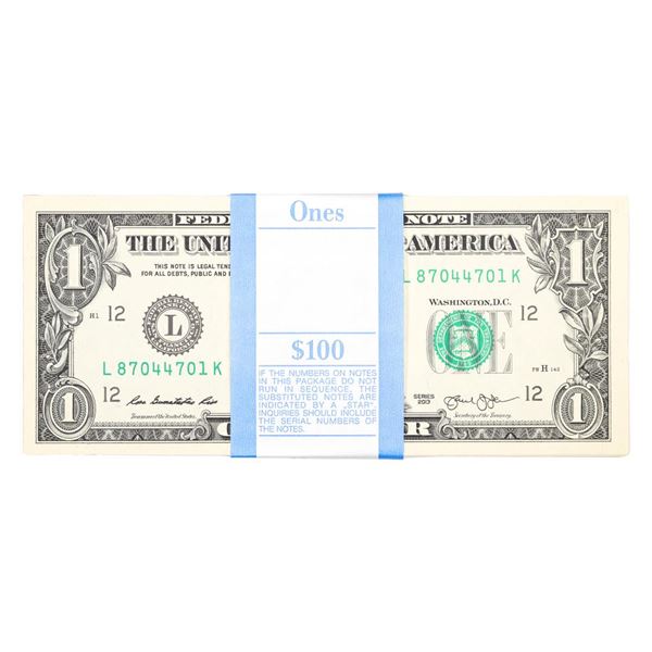 Pack of (100) Consecutive 2013 $1 Federal Reserve Notes San Francisco