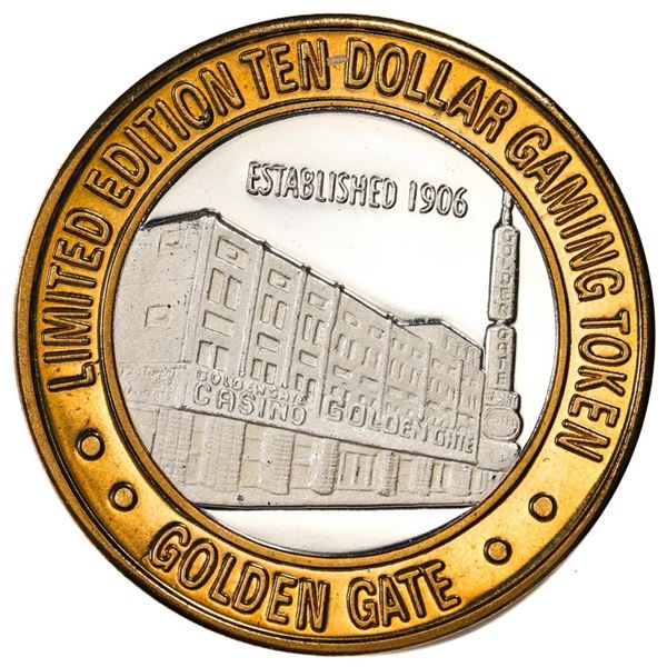 .999 Silver Golden Gate Las Vegas, NV $10 Casino Limited Edition Gaming Token