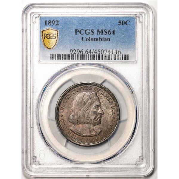 1892 Columbian Exposition Commemorative Half Dollar Coin PCGS MS64 Nice Toning