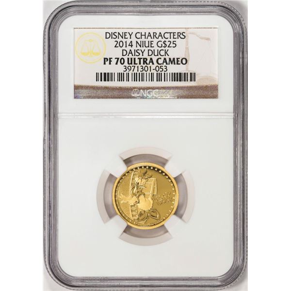 2014 Niue $25 Proof Disney Characters Daisy Duck Gold Coin NGC PF70 Ultra Cameo W/ COA