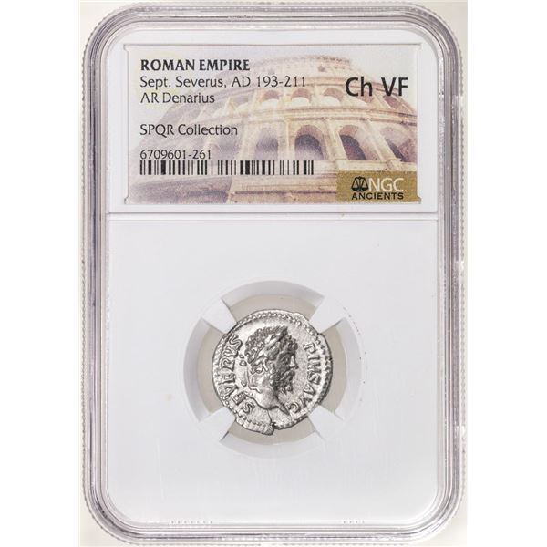 Roman Empire 193-211 AD Sept. Severus AR Denarius Ancient Coin NGC Ch VF