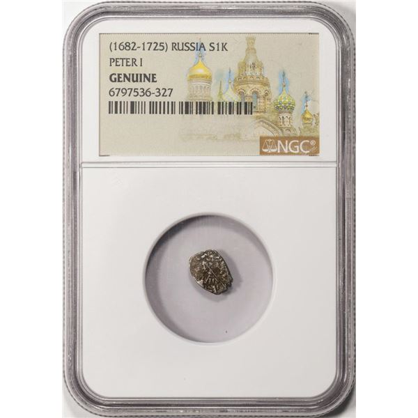 1682-1725 Russia 1 Kopek Peter I Silver Coin NGC Genuine