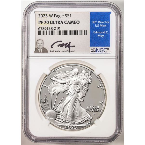 2023-W $1 Proof American Silver Eagle Coin NGC PF70 Ultra Cameo Edmund Moy Signature