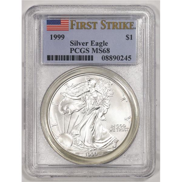 1999 $1 American Silver Eagle Coin PCGS MS68 First Strike