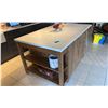 Image 2 : FREE STANDING ISLAND WITH CORIAN TOP. OVERALL 68"X42". BUYER TO REMOVE. INCLUDES 12" SPICE DRAWER,