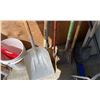 Image 2 : GROUP LOT OF ASST ITEMS. FEATHERLITE 4' LADDER, SMALL STEPLADDER, FOLDING TABLE, SNOW SHOVEL,