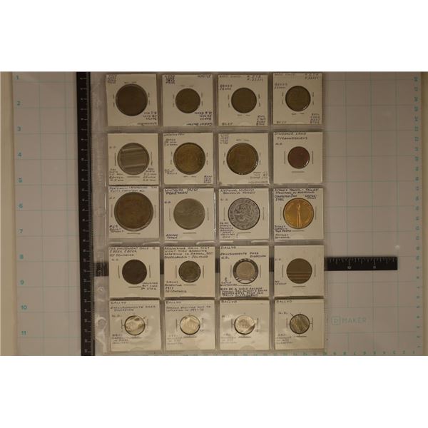 20 ASSORTED METAL AMUSEMENT / SOUVENIR TOKENS: