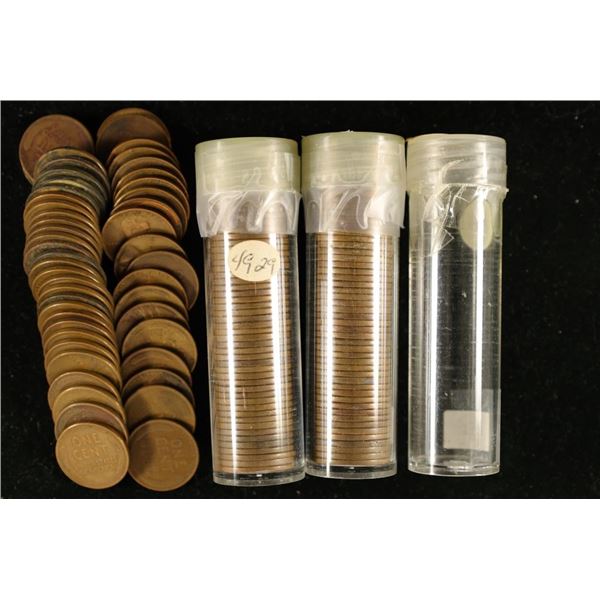 3 SOLID DATE ROLLS OF LINCOLN WHEAT CENTS: 1944,
