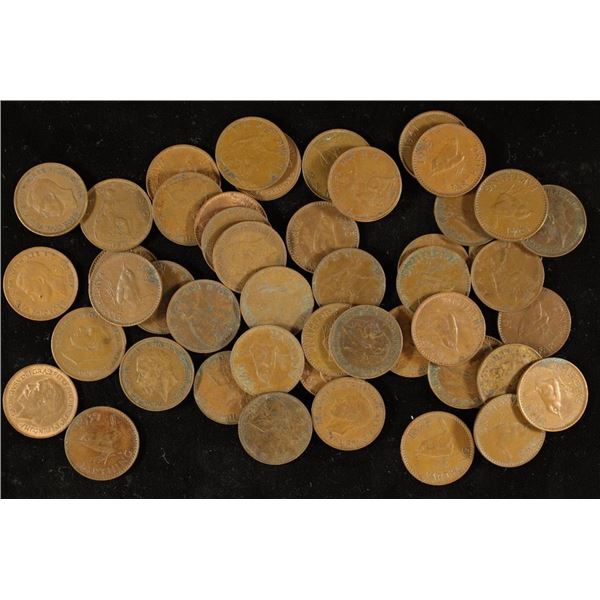 50-ASSORTED BRITISH FARTHINGS: 1927-1947