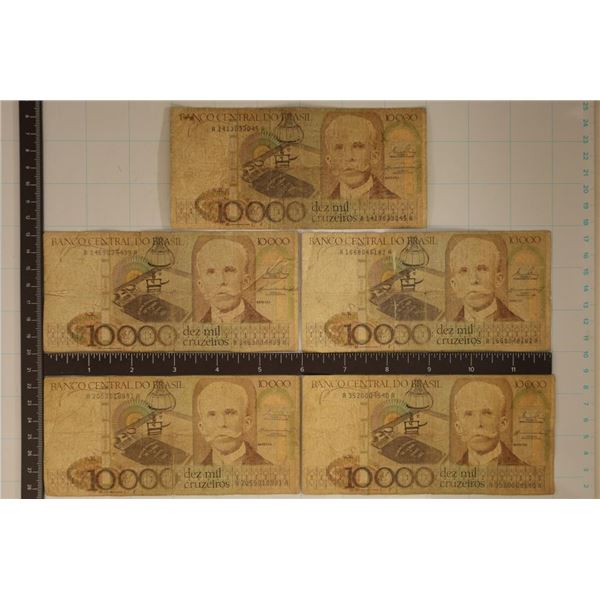 5-1984 BRAZIL 10,000 CRUZEIROS BILLS