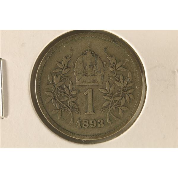 1893 AUSTRIA SILVER 1 CORONA .1342 OZ. ASW