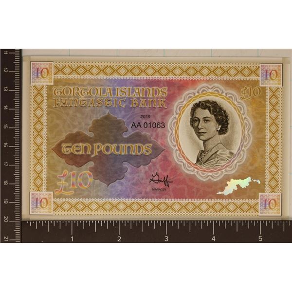 2019 TORTOLA ISLANDS FANTASTIC BANK 10 POUND CU