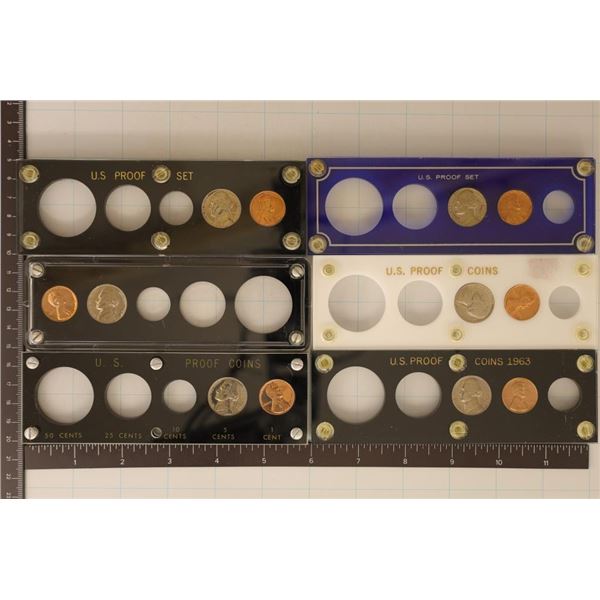 6-1963 US PROOF COIN HOLDERS: EACH WITH PROOF