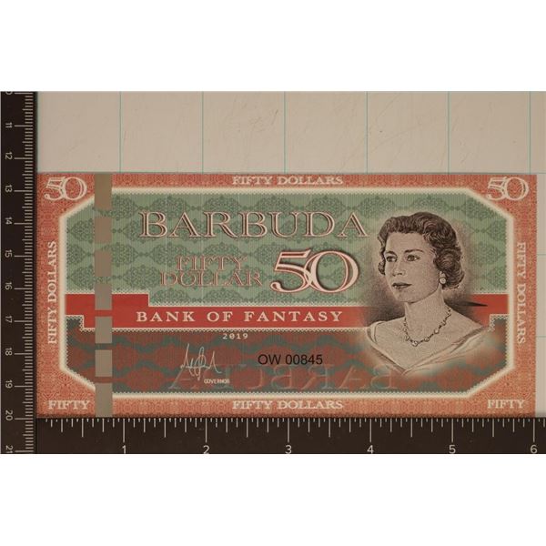 2019 BARBUDA BANK OF FANTASY $50 CU POLYMER