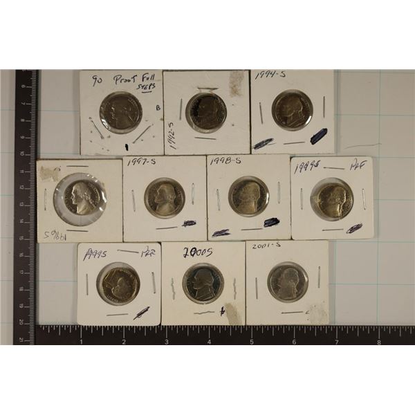 10-PROOF JEFFERSON NICKELS: 1990-S FULL STEPS,