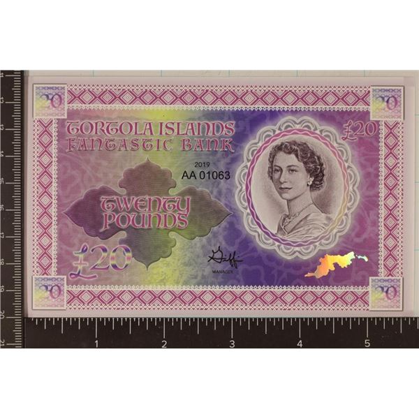 2019 TORTOLA ISLANDS FANTASTIC BANK 20 POUND
