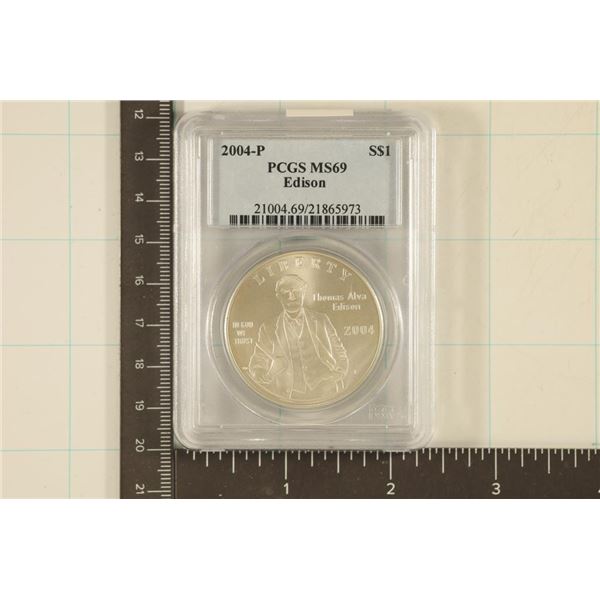 2004-P THOMAS EDISON US SILVER DOLLAR PCGS MS69
