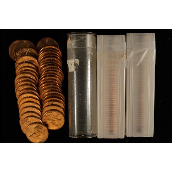 3 SOLID DATE ROLLS OF BU LINCOLN CENTS: 1968 (44),