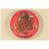 Image 2 : $5 OPERA HOUSE CASINO CHIP. 1996 HAPPY HOLIDAYS,