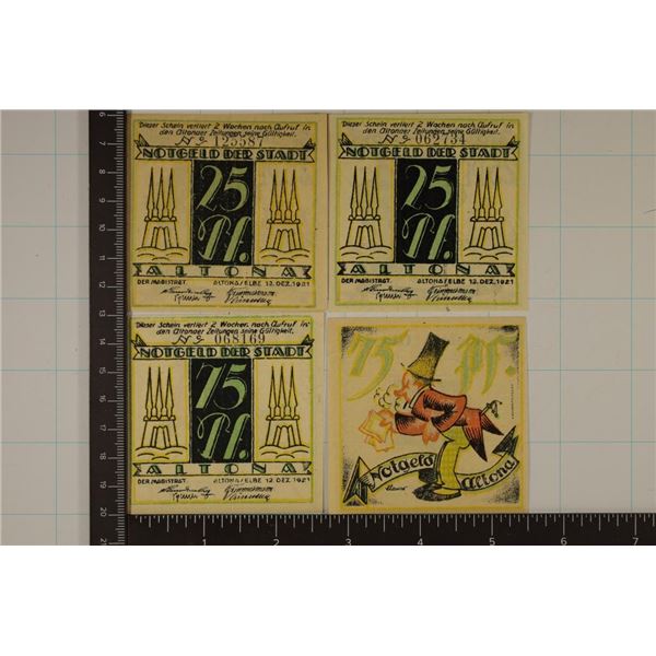 4-1921 ALTONA GERMAN NOTGELDS. 2-25 PFENNING &