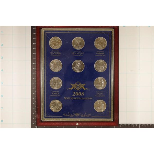 2008-P & D 10 COIN STATE QUARTER SET ALL UNC