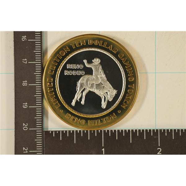 CASINO $10 SILVER TOKEN (UNC) RENO HILTON