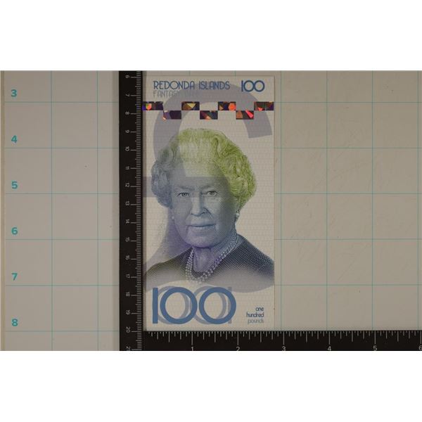 REDONDA ISLANDS FANTASY BANK 100 POUND CRISP UNC