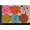 Image 1 : 6 PLASTIC CASINO GAMING TOKENS: 2-25 CENT, 2-50