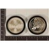 Image 1 : 2-1 TROY OZ .999 FINE SILVER ROUNDS: 1992 UNC