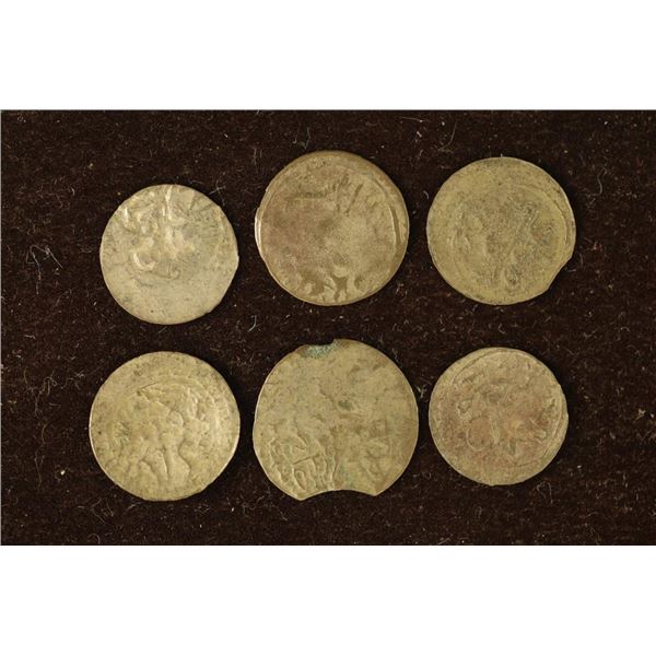 6 SILVER DIME SIZED OTTOMAN EMPIRE PARA COINS: