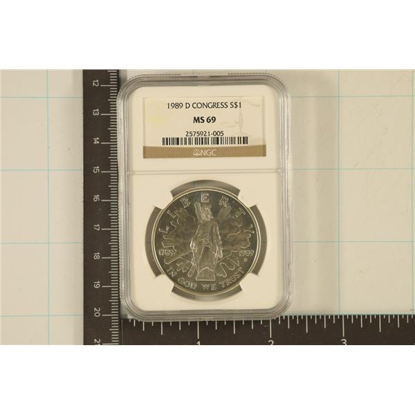1989-D CONGRESS US SILVER DOLLAR NGC MS69