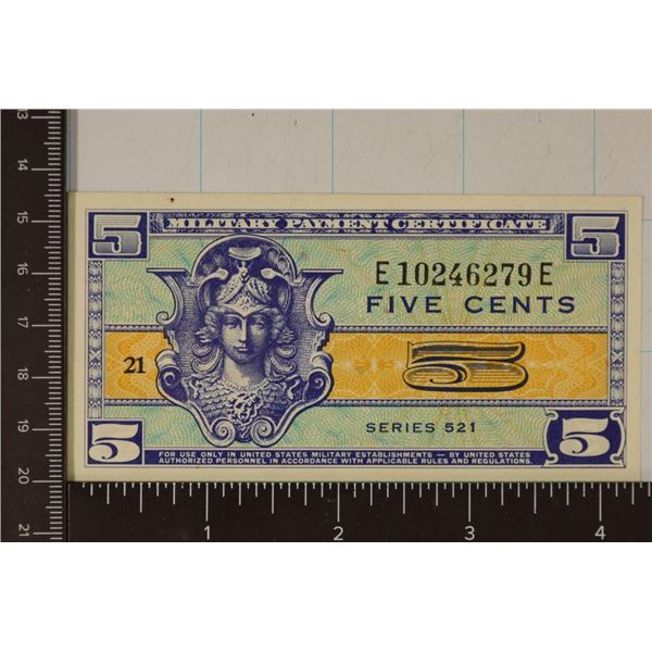 SERIES 521 US MILITARY 5 CENT PAYMENT CERT. CU