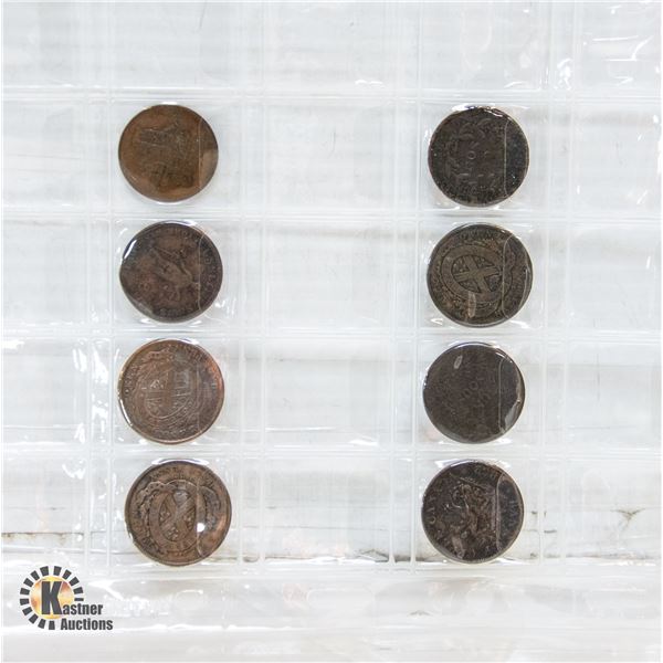 LOT OF 8 CANADIAN PENNIES 1837-1852