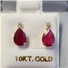 Image 1 : BZ1731-225 10K RUBY MOISSANITE EARRINGS